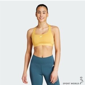 New Adidas Mustrad Yellow Ligo Training Sports Bra With Padding ￼